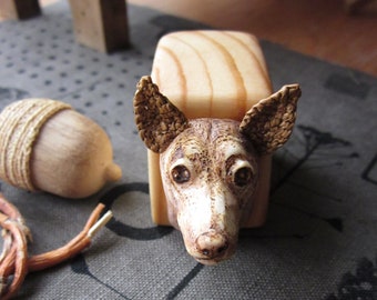 Unique dog portrait, Dog wood carving, Custom Pet portrait, Unusual wood box, Puppy teeth box, Unique wooden box