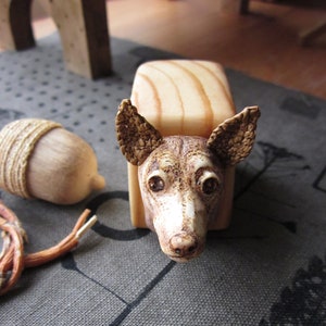 Unique dog portrait, Dog wood carving, Custom Pet portrait, Unusual wood box, Puppy teeth box, Unique wooden box
