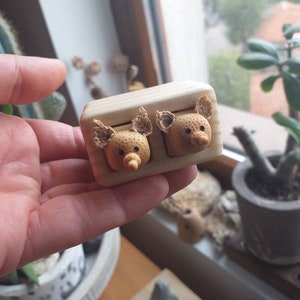 Miniature drawers with animals, Wood carving mouse, Unique wood box, Wood sculpture, Reclaimed wood miniature art image 9