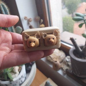 Miniature drawers with animals, Wood carving mouse, Unique wood box, Wood sculpture, Reclaimed wood miniature art image 6