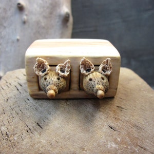 Miniature drawers with animals, Wood carving mouse, Unique wood box, Wood sculpture, Reclaimed wood miniature art image 3