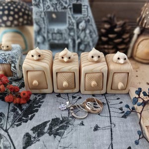 Miniature Wood Carving: Reclaimed Wood Bird Cabinet, Eco-Friendly Gift