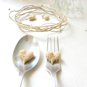 Miniature rustic hearts, wedding table decoration ,natural , home decor, set of 2