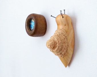 Wooden snail for wall decor, Wood carving, Snail