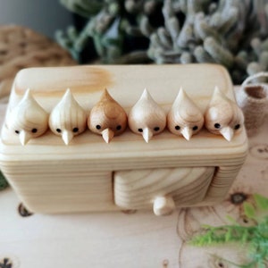 Miniature chest of drawers with flock of birds, Jewlery box, wood carving, sculpture box, wood box, Personalized box image 5