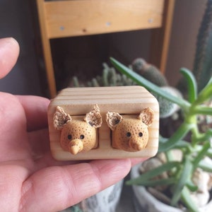 Miniature drawers with animals, Wood carving mouse, Unique wood box, Wood sculpture, Reclaimed wood miniature art image 8