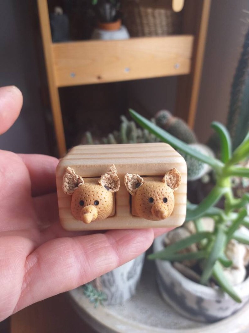Miniature drawers with animals, Wood carving mouse, Unique wood box, Wood sculpture, Reclaimed wood miniature art image 8