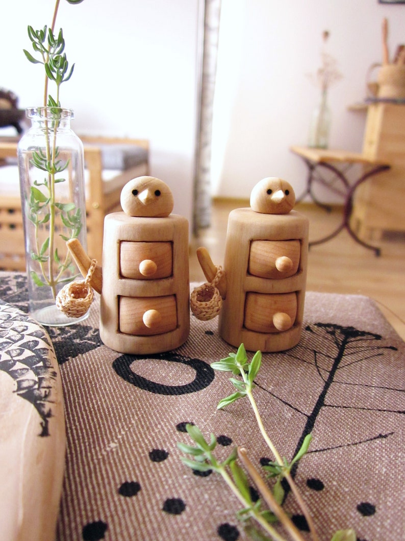 Woodland small furniture with drawers and bird, forest stump box, miniature box, woodland box, trinket box image 8