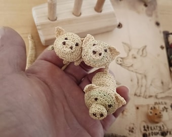 Pigs Finger Puppets, Pigs, Kid's Room Decor, Eco Friendly Toy, Wall Hangin, Wood art, Natural toy