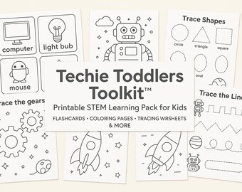 Techie Toddlers Toolkit™ | Printable STEM Learning Pack for Preschoolers | Educational Flashcards & Worksheets