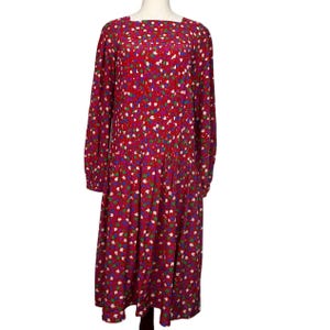 Vintage Floral Print Midi Dress Long Sleeve Cottagecore Academia Core