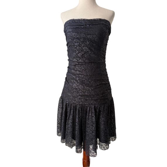 Betsey Johnson Vintage Strapless Dress Black Lace Ruched Bodycon Party Mini  8 - Etsy