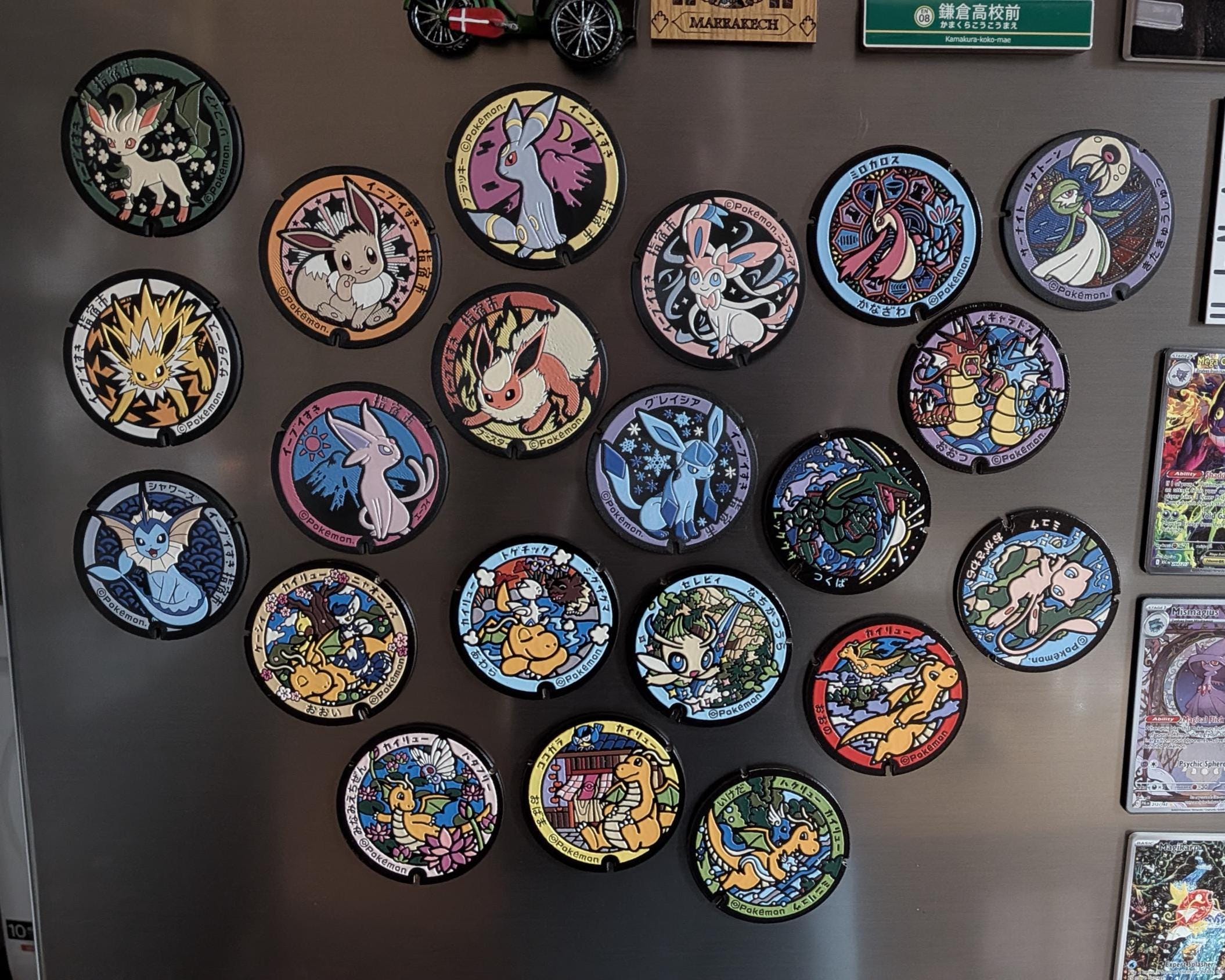 Pokefuta Japanese Manhole Cover Fridge Magnet Set | 3D Printed