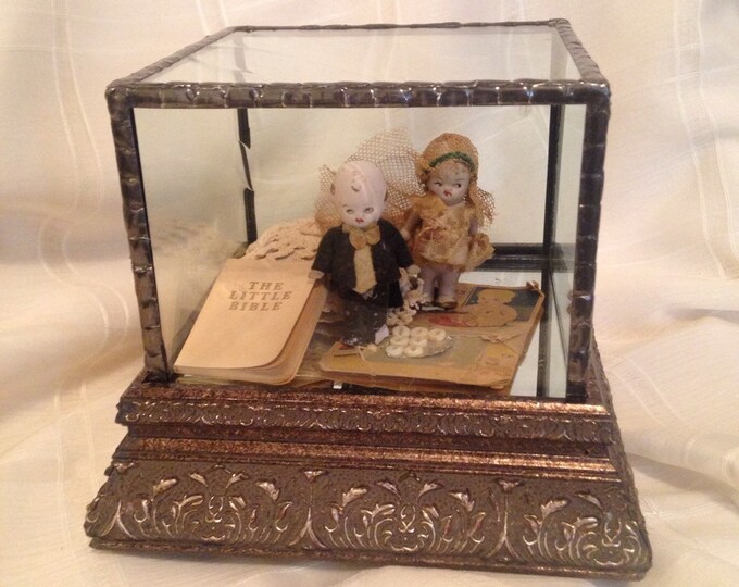 Antique Glass Case 5 X 5 X 4 High With Ornate Antique Wood Etsy