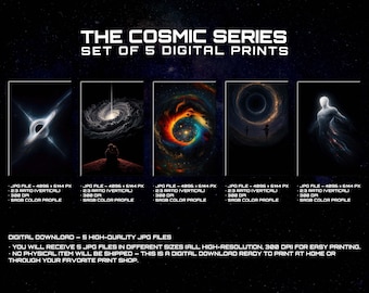 Cosmic Series: Galaxy & Black Hole Space Art (Digital Prints)