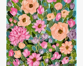 Acrylic Painting, flowers, floral, home decor, wrapped canvas