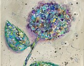 Abstract Acrylic Floral Hydrangea Painting on Canvas