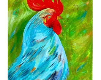 Acrylic Painting, rooster, mixed media, canvas, home decor, wall art