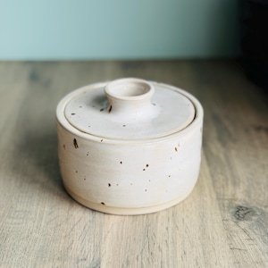 Handmade Lidded Storage Pot | Stoneware Salt and Sugar Cellar | Ceramic Spice Jar