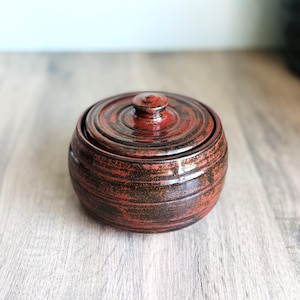 Handmade Lidded Storage Pot | Stoneware Salt and Sugar Cellar | Ceramic Spice Jar