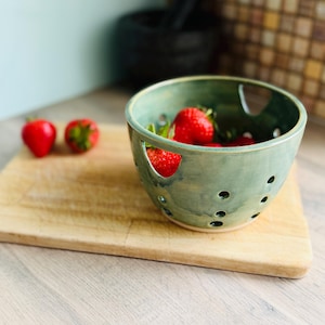 Handmade Ceramic Colander | Pottery Berry Bowl Strainer | Fruit Rinse Bowl | Rustic Stoneware Sieve