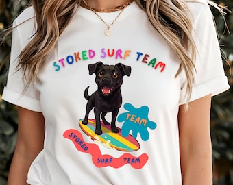 Stoked Surf Dog PNG: Beach Vibes Art (Digital Download, 4500x5400 px)