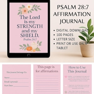 Faith-Based Affirmation Journal | Pink Minimalist Christian Notebook | Bible Verse Encouragement | 100 Pages