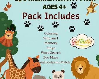 Zoo Animal Activity Pack | Preschool Learning Games (Digital Download)