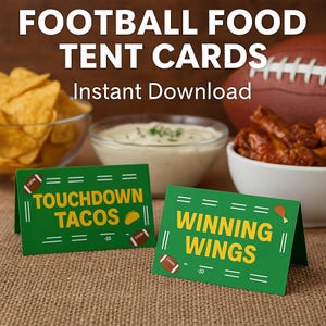 Fußball Food Tent Cards | Druckbare Buffet Karten | Fußball-Party-Platzkarten | Sofort Download