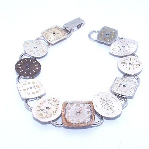 Vintage watch face steampunk inspired bracelet