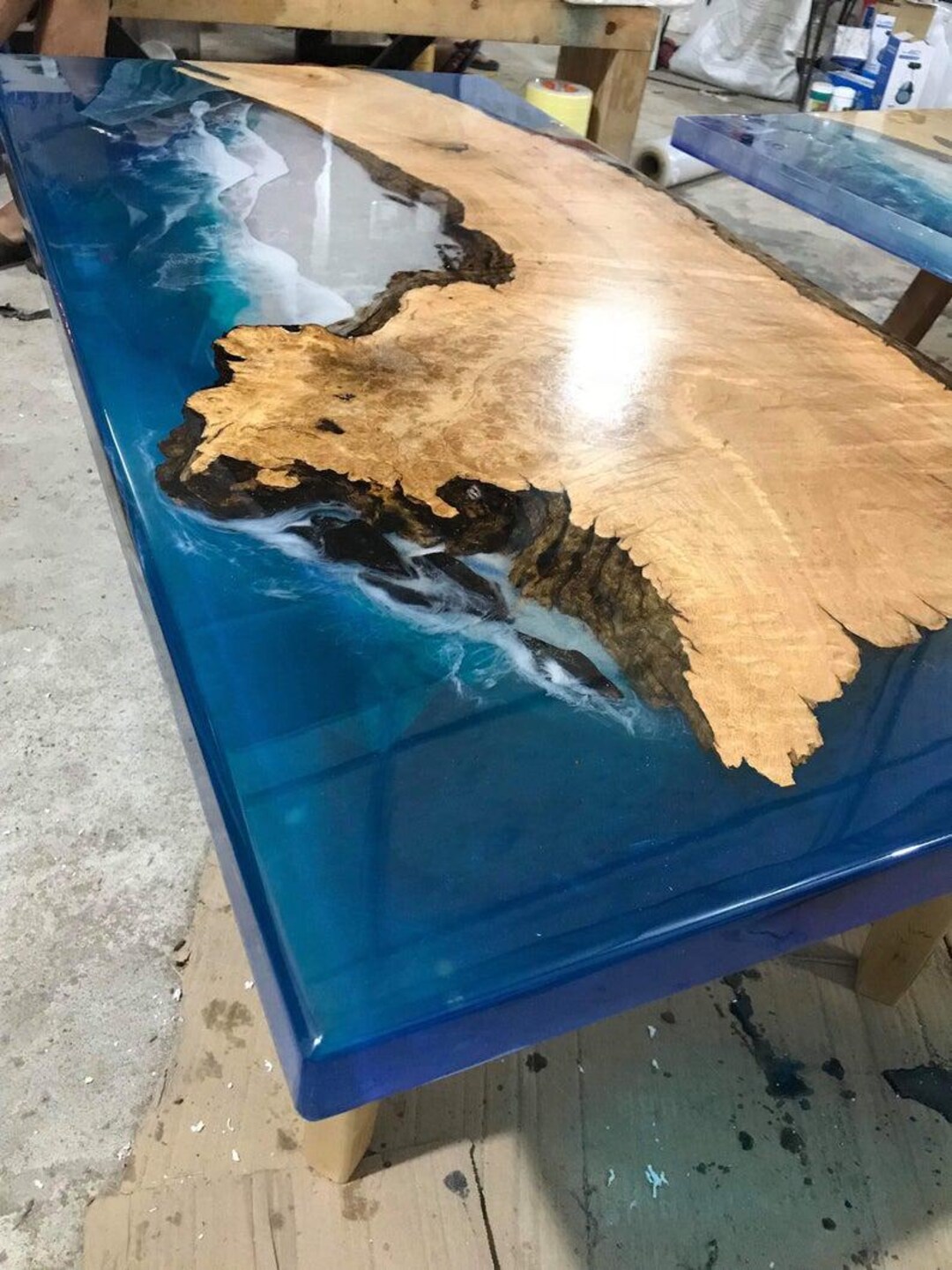 Live Edge Resin Dining Table: Solid Wood & Epoxy Inlay - Etsy