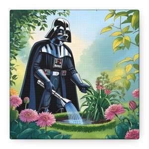 Darth Vader Gardening Canvas Wall Art, Star Wars Decor, Unique Home Decoration, Gift for Star Wars Fans, Geeky Wall Art