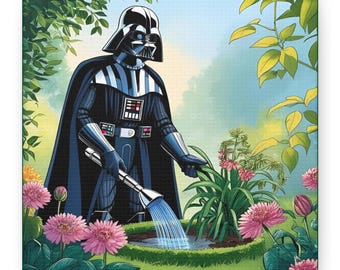 Darth Vader Gardening Canvas Wall Art, Star Wars Decor, Unique Home Decoration, Gift for Star Wars Fans, Geeky Wall Art