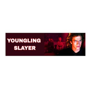 Humorous Youngling Slayer Anakin Bumper Sticker, Funny Car Decal, Gift for Star Wars Fans, Geeky Vehicle Decor, Unique Humor Sticker, Car