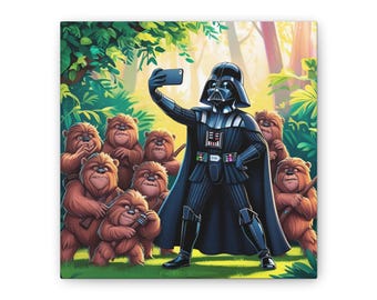 Funny Star Wars Canvas Art, Darth Vader Selfie Print, Geek Decor, Gift for Fans, Wall Art for Home Theater, Perfect for Holidays
