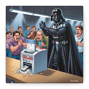 Star Wars Darth Vader DMV Canvas Art | Funny Office Decor | Gift for Geeks, Room Decor, Humor Wall Art, Star Wars Fans