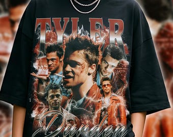 Tyler Durden Fight Club Vintage Graphic T Shirt Retro Rap Tee Movie Streetwear Brad Pitt Graphic Tee