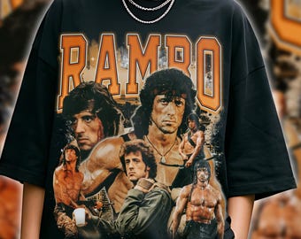 Rambo Vintage Graphic T Shirt First Blood Retro Rap Tee Action Movie Streetwear Sylvester Stallone Graphic Tee
