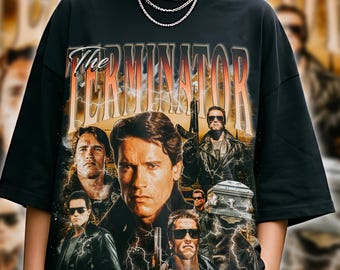 Terminator Vintage Graphic T Shirt Retro Rap Tee Sci Fi Action Movie Streetwear Arnold Schwarzenegger Tee