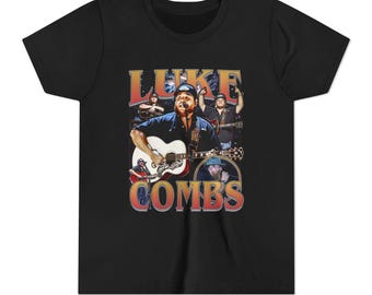 Luke Combs Youth Short Sleeve Tee, Country Concert Apparel, Kids Music Festival Shirt, Children Country Singer Merch, Boys Girls Concert