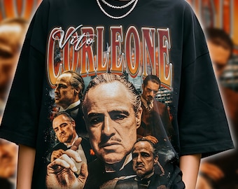 Vito Corleone Godfather Vintage Graphic T Shirt Retro Rap Tee Mafia Movie Streetwear Marlon Brando Tee