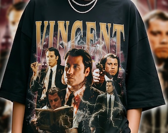 Vincent Vega Pulp Fiction Vintage Graphic T Shirt Retro Rap Tee Movie Streetwear John Travolta Graphic Tee