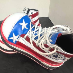 Clown Shoes Red White Blue Size 8-10 Like New Gentely Used Leather Uppers Fits Most