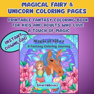 Magical Fairy & Unicorn Coloring Pages | Printable Fantasy Coloring Book for Kids | Digital Download PDF