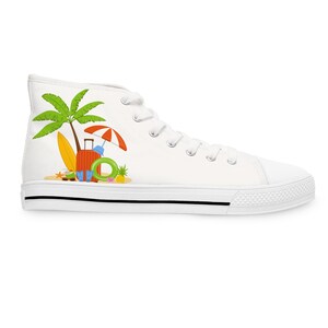 Tropical High Top Sneakers: Women&#39;s Summer Canvas Shoes