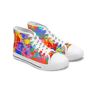 Vibrant High Top Sneakers: Women&#39;s Artistic Canvas Shoes