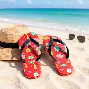 Vibrant Polyester Suede Flip Flops: Tropical Beach & Pool Sandals