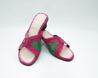 Handmade, Moroccan, Raffia, Heeled Sandals, Boho, Eco-Friendly, Resort Wear, Wedding Sandals, Summer Shoes