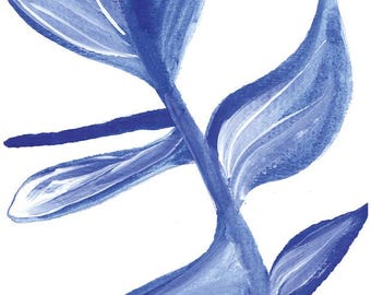 Blue Flower (10x15) watercolor print, 300g paper, with various frame options