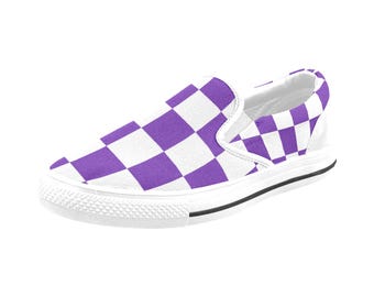 Zapatos de lona sin cordones con diseño de cuadros para niños (niño grande)